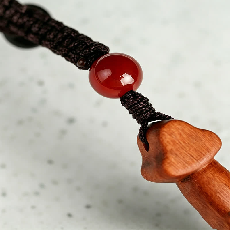 Buddha Stones Jujube Wood Yin Yang Balance Engraved Sword Keychains - image 12