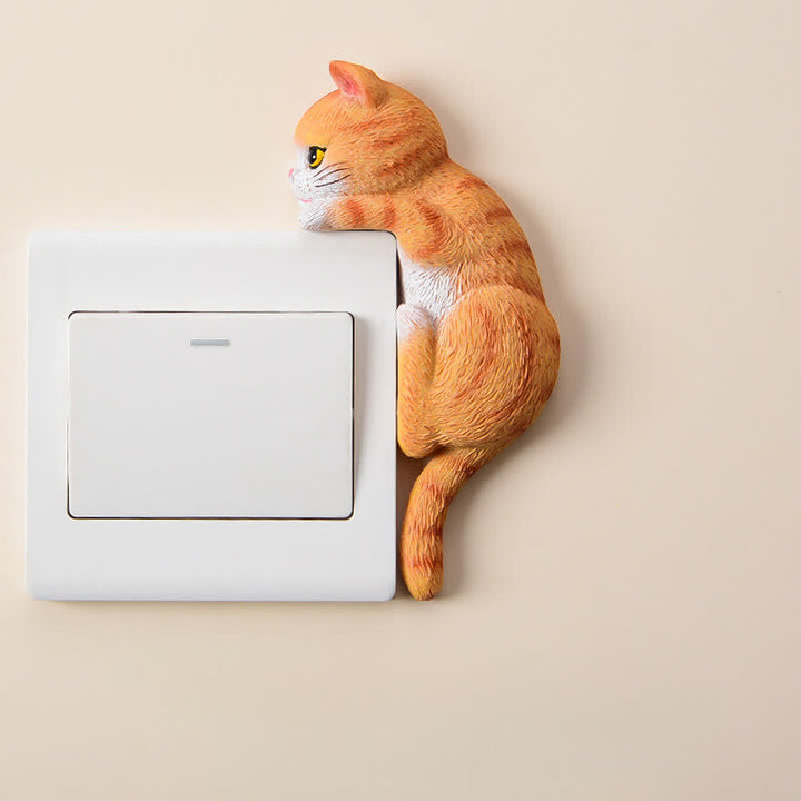 Buddha Stones Painted Resin Cat Switch Cover Cute Animal Decor - Orange Tabby - Right - image 3