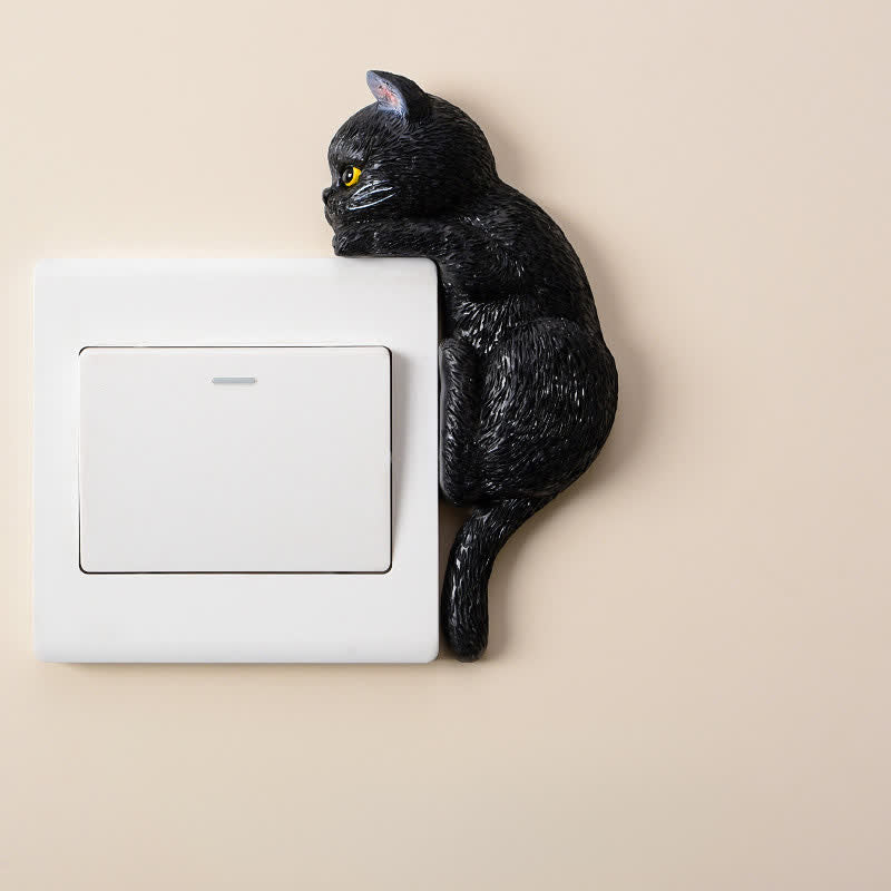Buddha Stones Painted Resin Cat Switch Cover Cute Animal Decor - Black Cat - Right - image 19