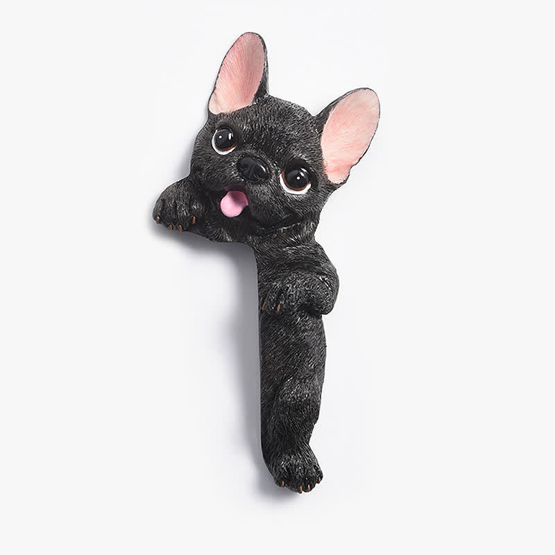 Buddha Stones Hand-Painted Resin Dog 3D Cute Decorative Switch Wall Sticker - Black French Bulldog-Right Standing - image 23