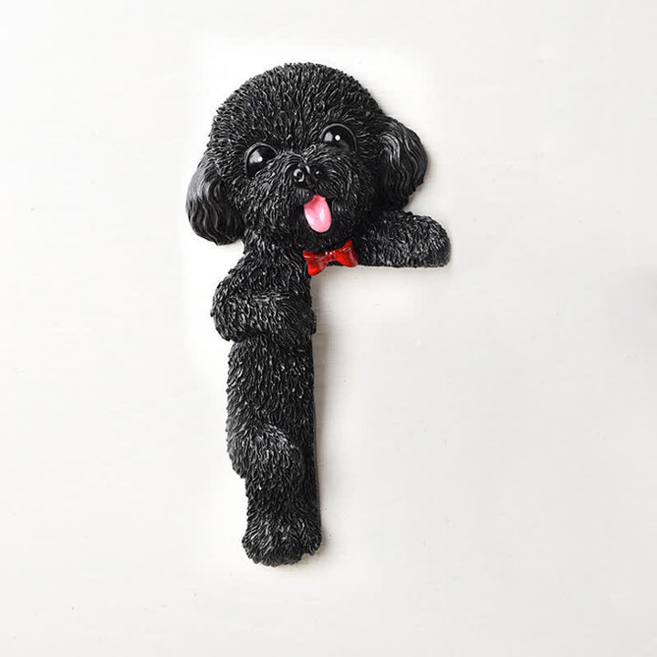 Buddha Stones Hand-Painted Resin Dog 3D Cute Decorative Switch Wall Sticker - Black Teddy-Left Standing - image 52