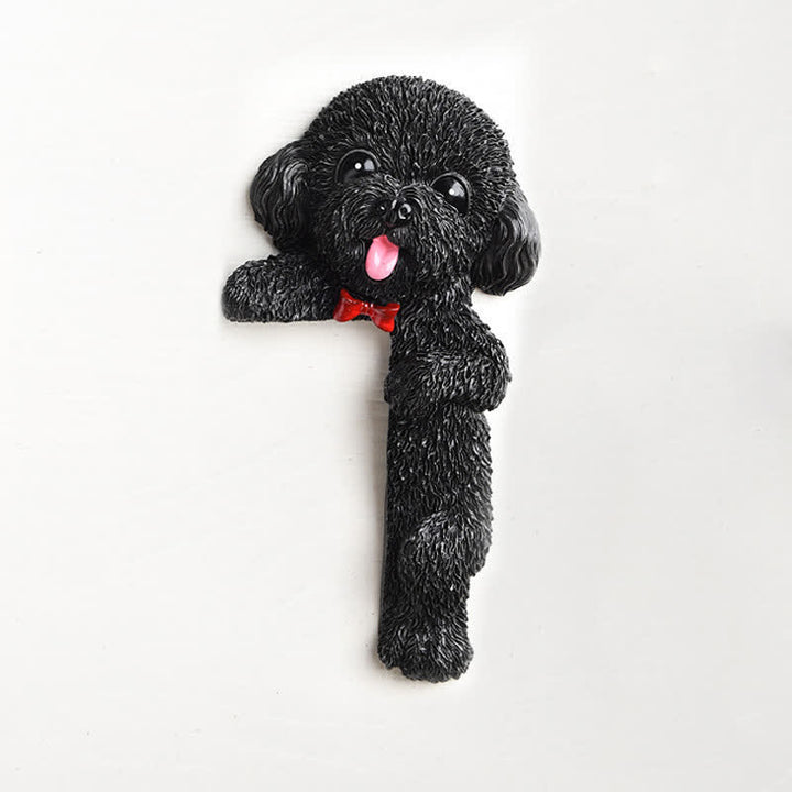 Buddha Stones Hand-Painted Resin Dog 3D Cute Decorative Switch Wall Sticker - Black Teddy-Right Standing - image 55
