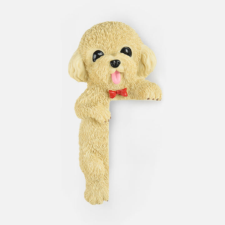 Buddha Stones Hand-Painted Resin Dog 3D Cute Decorative Switch Wall Sticker - Light Yellow Teddy-Left Standing - image 37