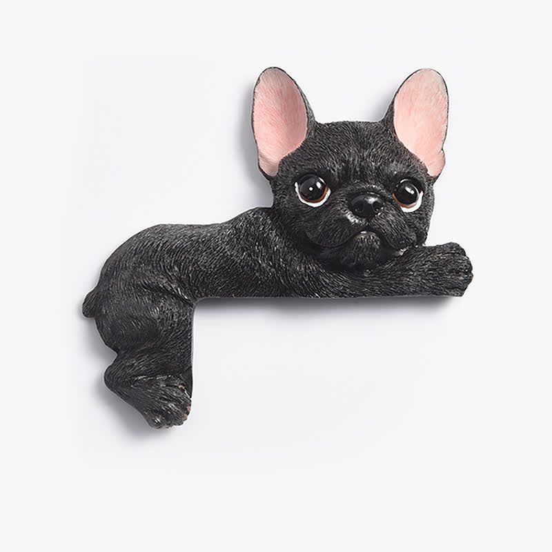 Buddha Stones Hand-Painted Resin Dog 3D Cute Decorative Switch Wall Sticker - Black French Bulldog-Left Lying - image 22