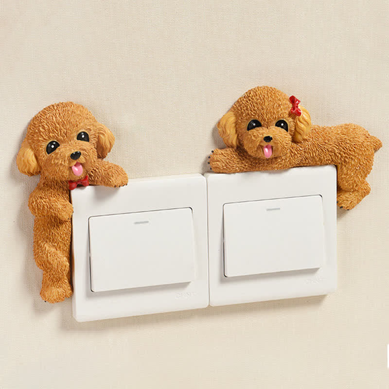 Buddha Stones Hand-Painted Resin Dog 3D Cute Decorative Switch Wall Sticker - image 46