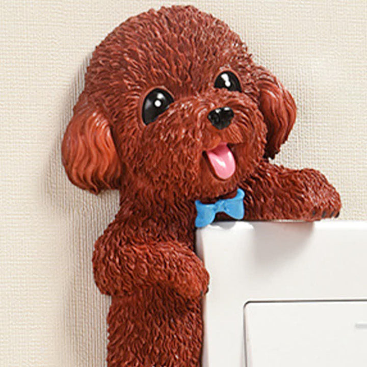 Buddha Stones Hand-Painted Resin Dog 3D Cute Decorative Switch Wall Sticker - image 30