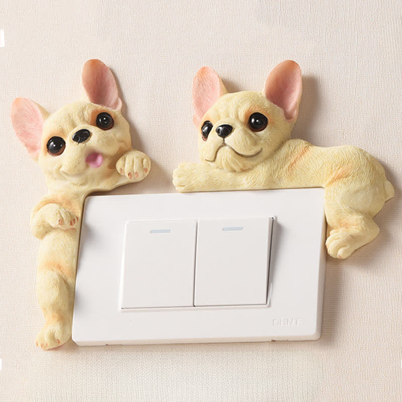 Buddha Stones Hand-Painted Resin Dog 3D Cute Decorative Switch Wall Sticker - image 6