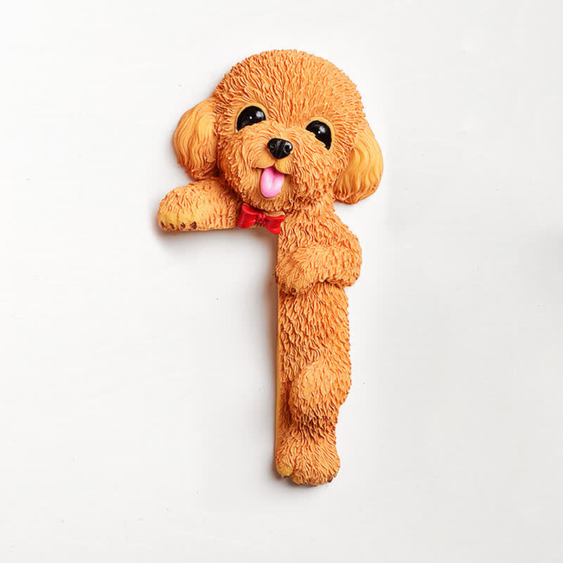 Buddha Stones Hand-Painted Resin Dog 3D Cute Decorative Switch Wall Sticker - Orange Teddy-Right Standing - image 50