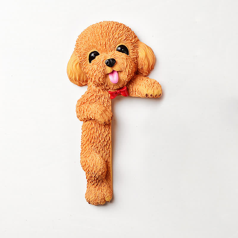 Buddha Stones Hand-Painted Resin Dog 3D Cute Decorative Switch Wall Sticker - Orange Teddy-Left Standing - image 47