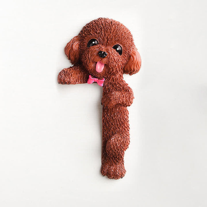 Buddha Stones Hand-Painted Resin Dog 3D Cute Decorative Switch Wall Sticker - Brown Teddy-Right Standing - image 29