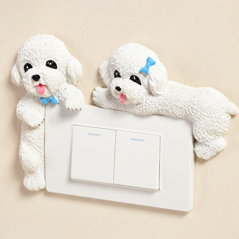 Buddha Stones Hand-Painted Resin Dog 3D Cute Decorative Switch Wall Sticker - image 31