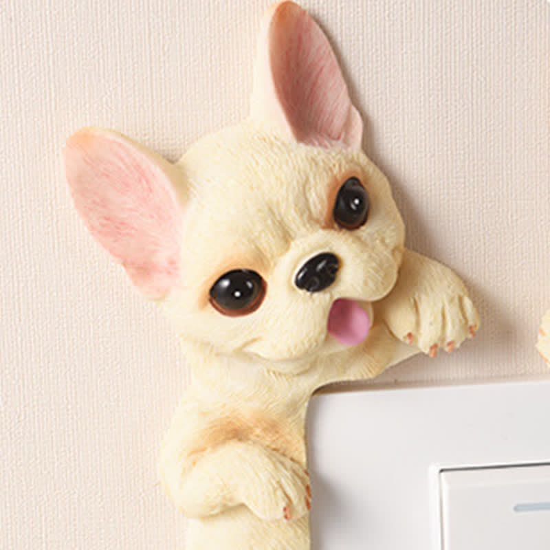 Buddha Stones Hand-Painted Resin Dog 3D Cute Decorative Switch Wall Sticker - image 11
