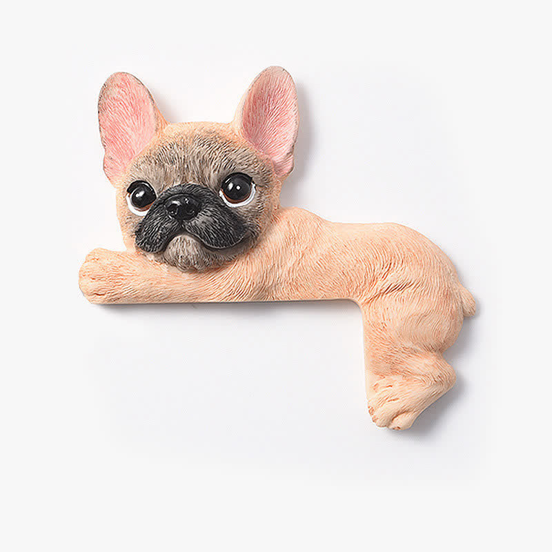 Buddha Stones Hand-Painted Resin Dog 3D Cute Decorative Switch Wall Sticker - Brown Black-Faced French Bulldog-Right Lying - image 14