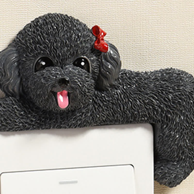 Buddha Stones Hand-Painted Resin Dog 3D Cute Decorative Switch Wall Sticker - image 56