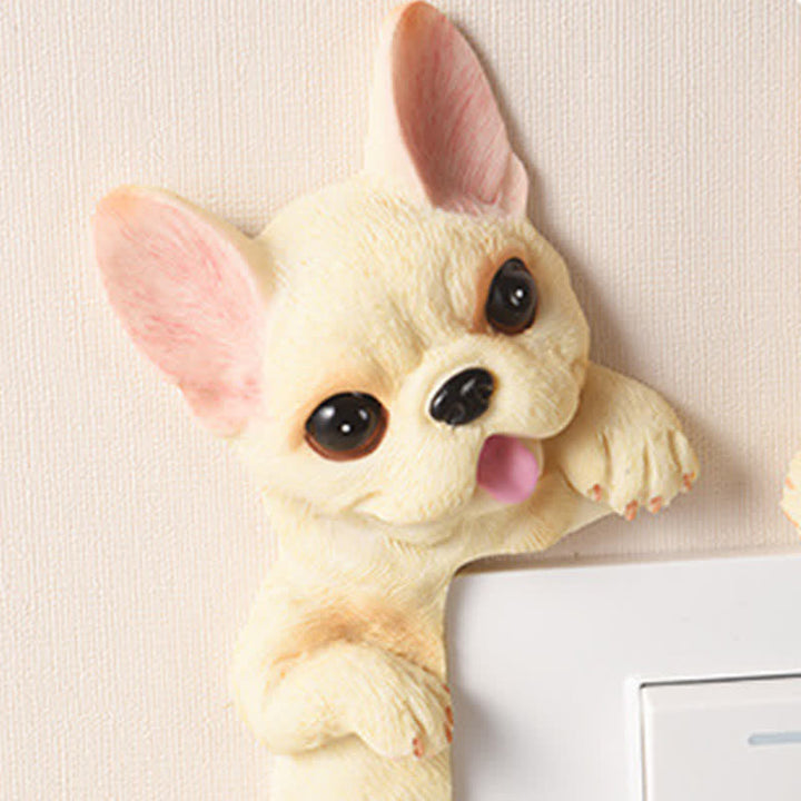 Buddha Stones Hand-Painted Resin Dog 3D Cute Decorative Switch Wall Sticker - image 11