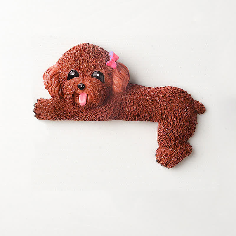 Buddha Stones Hand-Painted Resin Dog 3D Cute Decorative Switch Wall Sticker - Brown Teddy-Right Lying - image 27