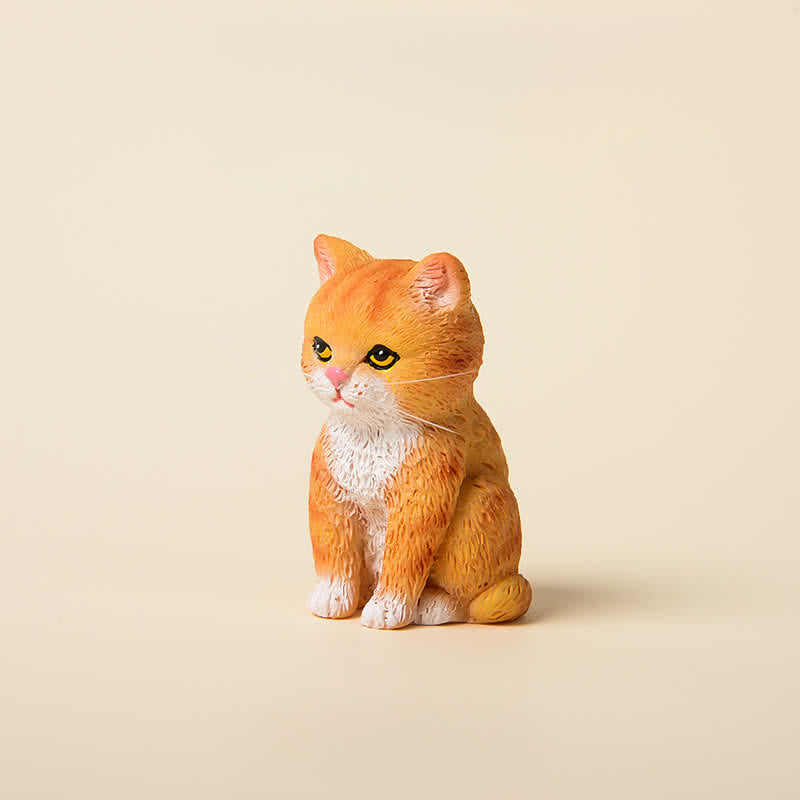 Buddha Stones Painted Resin Gloomy Kitten Family Mini Cat Cute Animal Decor - Orange Tabby - image 11