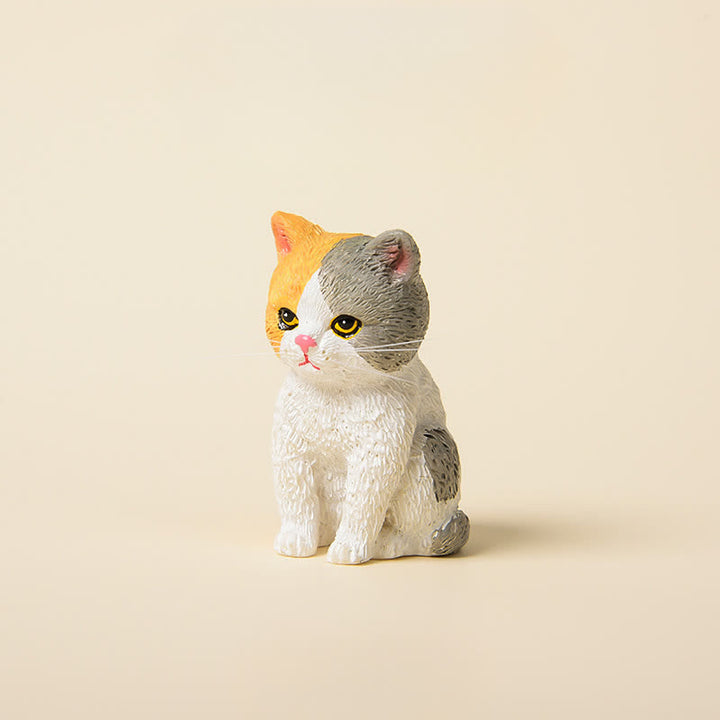 Buddha Stones Painted Resin Gloomy Kitten Family Mini Cat Cute Animal Decor - Calico - image 9