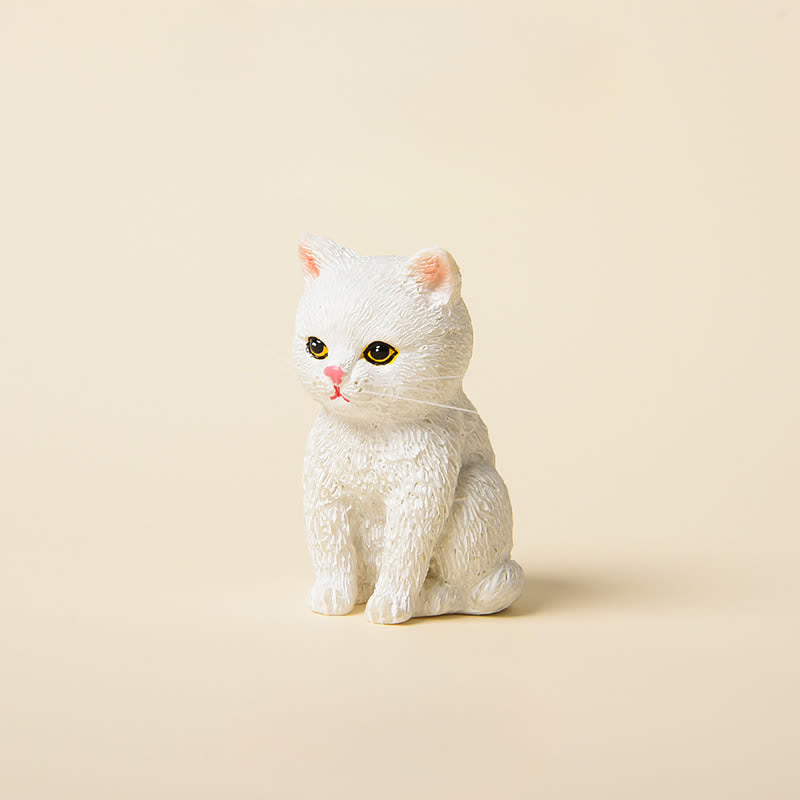 Buddha Stones Painted Resin Gloomy Kitten Family Mini Cat Cute Animal Decor - White Cat - image 6