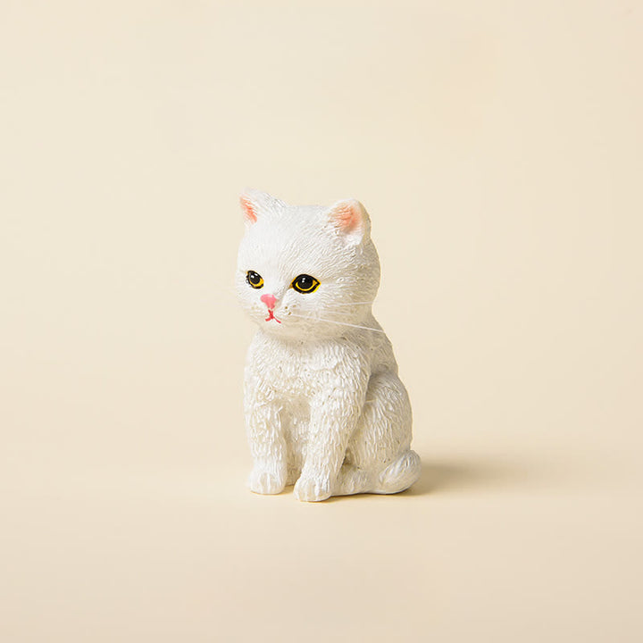 Buddha Stones Painted Resin Gloomy Kitten Family Mini Cat Cute Animal Decor - White Cat - image 6