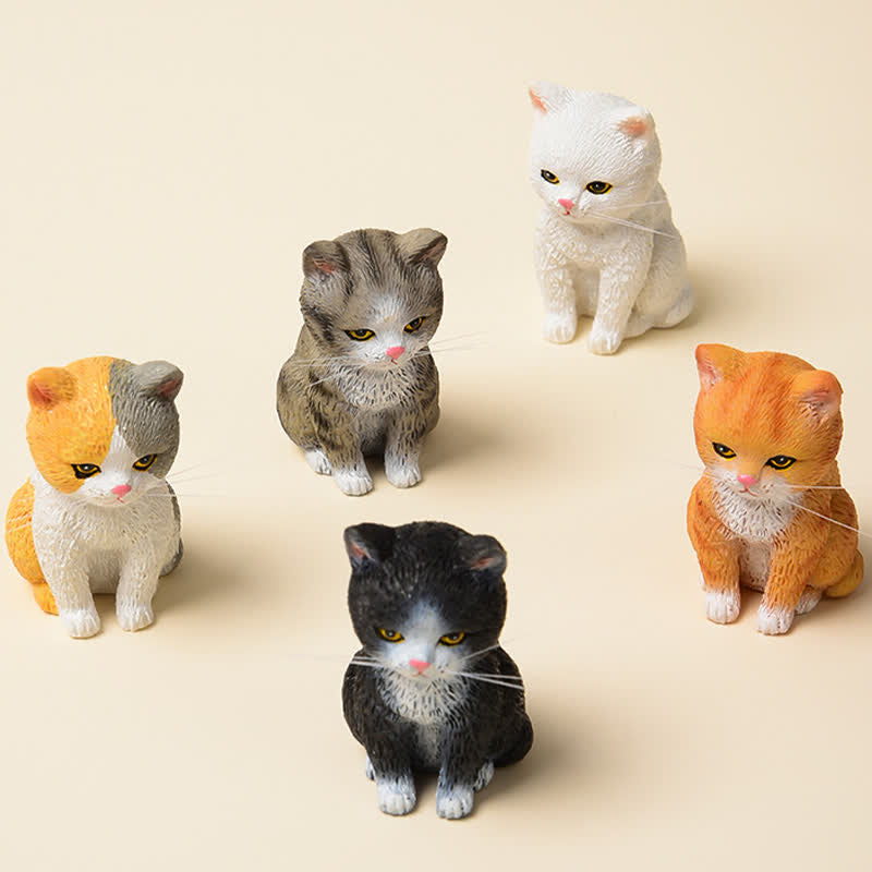 Buddha Stones Painted Resin Gloomy Kitten Family Mini Cat Cute Animal Decor - image 1