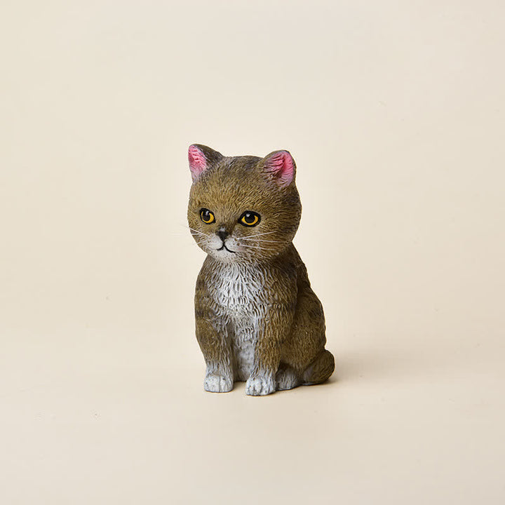 Buddha Stones Painted Resin Gloomy Kitten Family Mini Cat Cute Animal Decor - Tabby - image 18