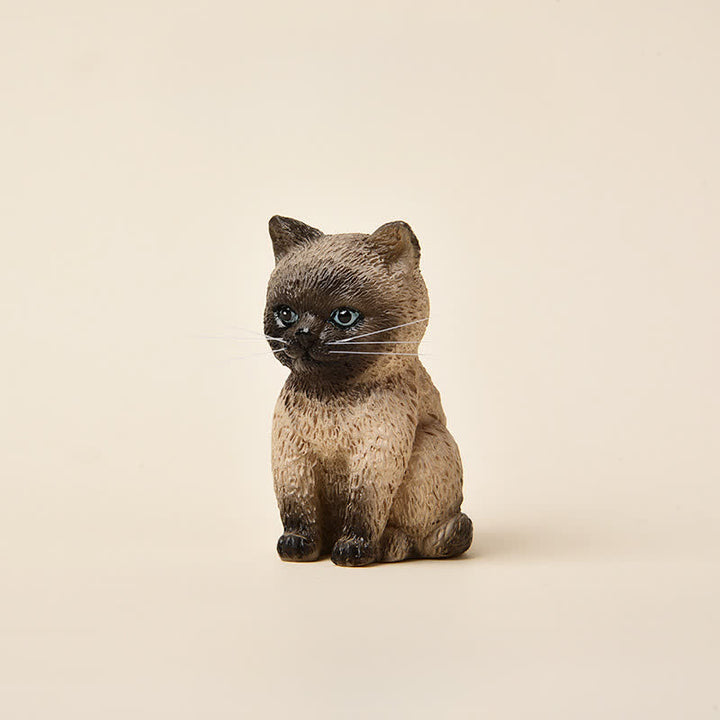 Buddha Stones Painted Resin Gloomy Kitten Family Mini Cat Cute Animal Decor - Siamese - image 16