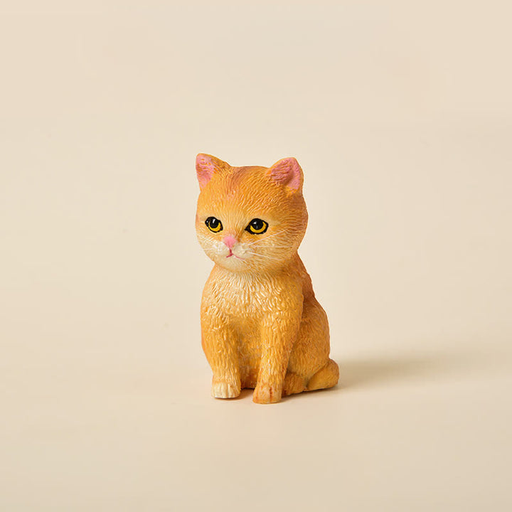 Buddha Stones Painted Resin Gloomy Kitten Family Mini Cat Cute Animal Decor - Golden Shaded - image 17
