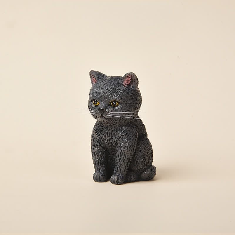 Buddha Stones Painted Resin Gloomy Kitten Family Mini Cat Cute Animal Decor - Blue Cat - image 14
