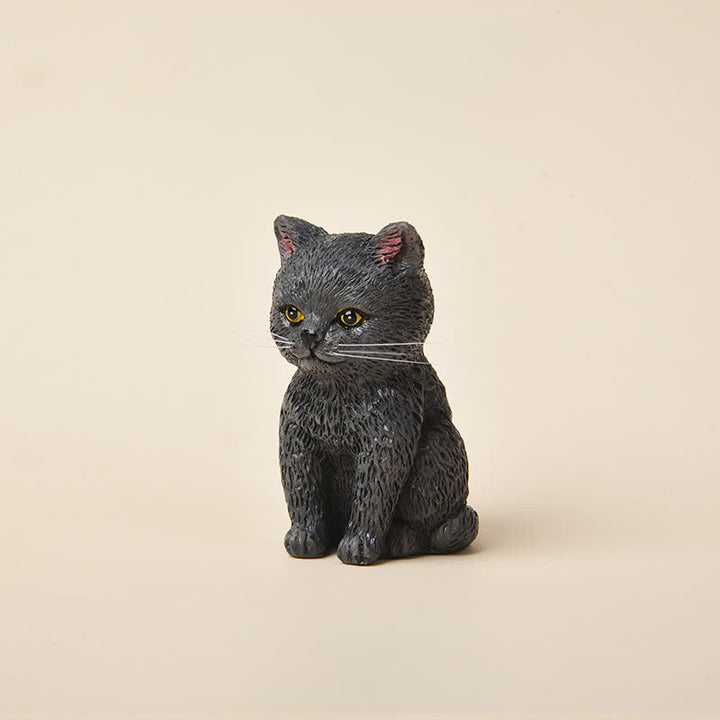 Buddha Stones Painted Resin Gloomy Kitten Family Mini Cat Cute Animal Decor - Blue Cat - image 14