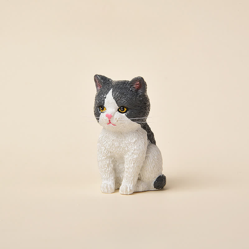 Buddha Stones Painted Resin Gloomy Kitten Family Mini Cat Cute Animal Decor - Blue and White - image 15