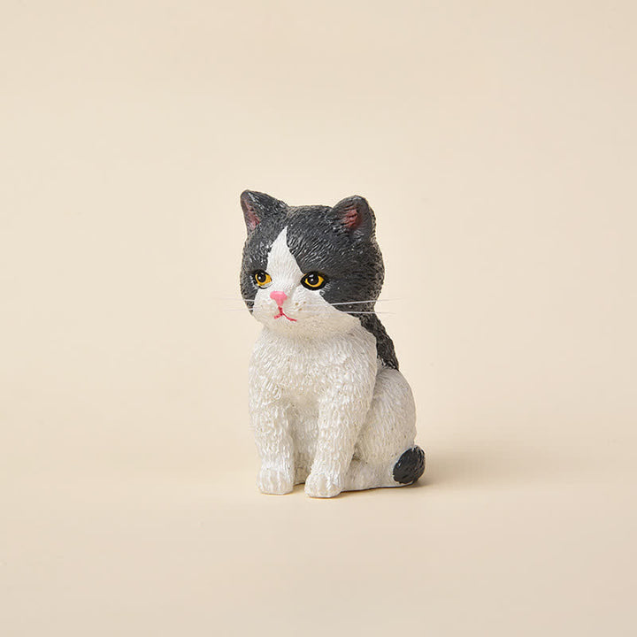Buddha Stones Painted Resin Gloomy Kitten Family Mini Cat Cute Animal Decor - Blue and White - image 15
