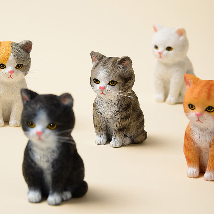 Buddha Stones Painted Resin Gloomy Kitten Family Mini Cat Cute Animal Decor - image 0