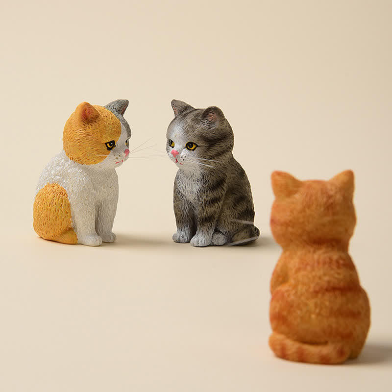 Buddha Stones Painted Resin Gloomy Kitten Family Mini Cat Cute Animal Decor - image 2