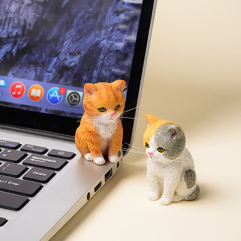 Buddha Stones Painted Resin Gloomy Kitten Family Mini Cat Cute Animal Decor - image 4