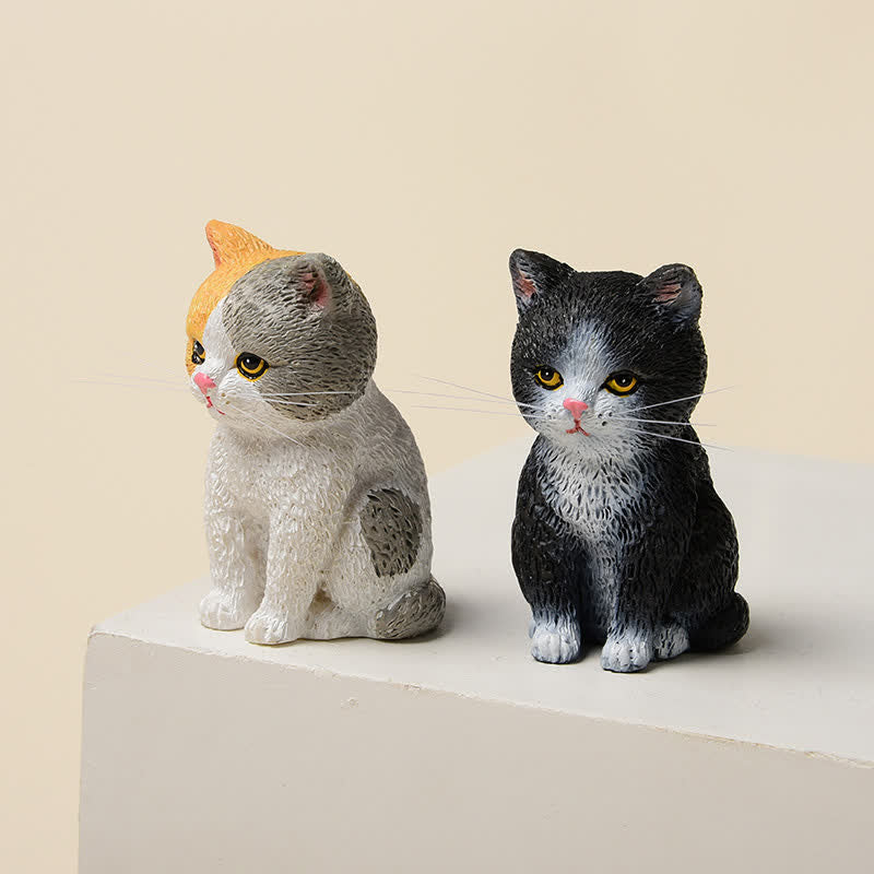 Buddha Stones Painted Resin Gloomy Kitten Family Mini Cat Cute Animal Decor - image 3