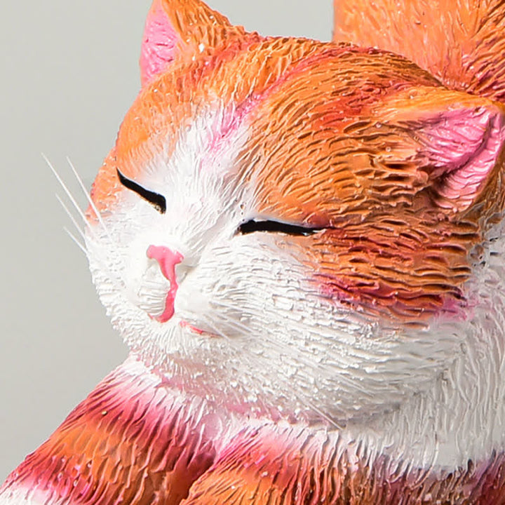 Buddha Stones Hand-Painted Resin Lazy Kitten Animal Decoration - image 10