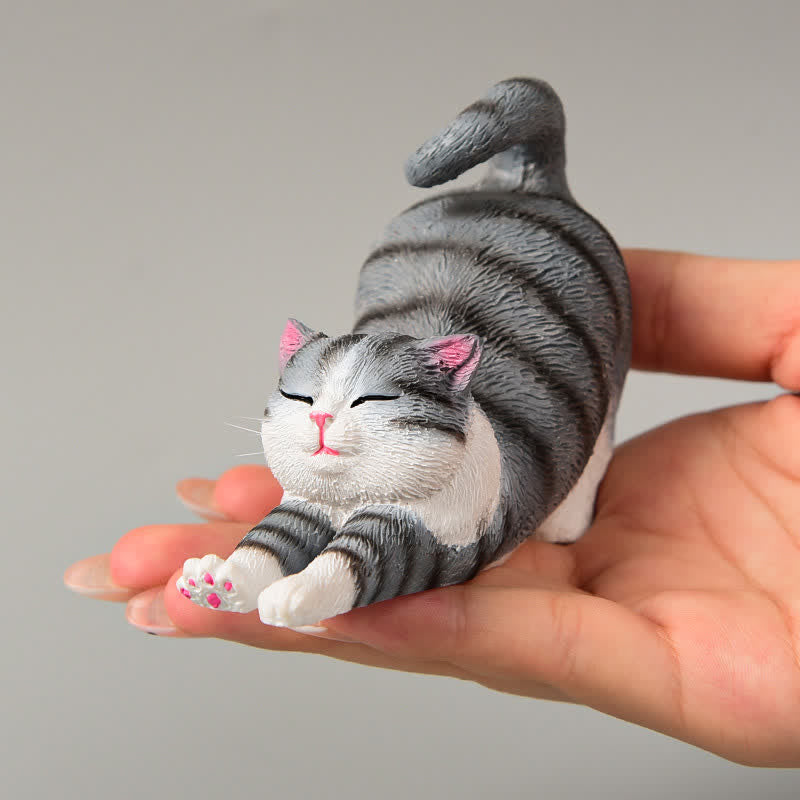 Buddha Stones Hand-Painted Resin Lazy Kitten Animal Decoration - image 0