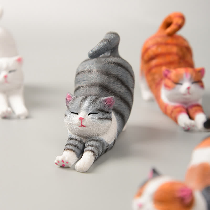 Buddha Stones Hand-Painted Resin Lazy Kitten Animal Decoration - image 2