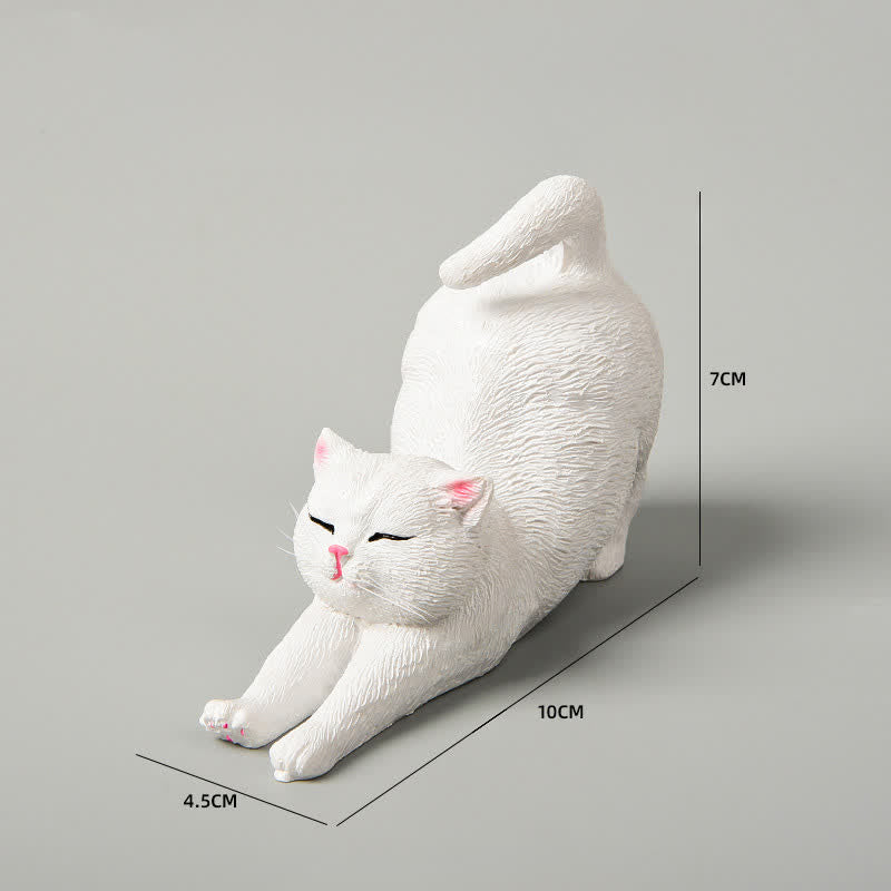 Buddha Stones Hand-Painted Resin Lazy Kitten Animal Decoration - White Cat - image 14