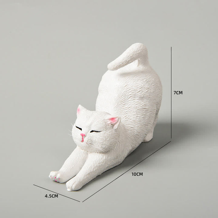 Buddha Stones Hand-Painted Resin Lazy Kitten Animal Decoration - White Cat - image 14