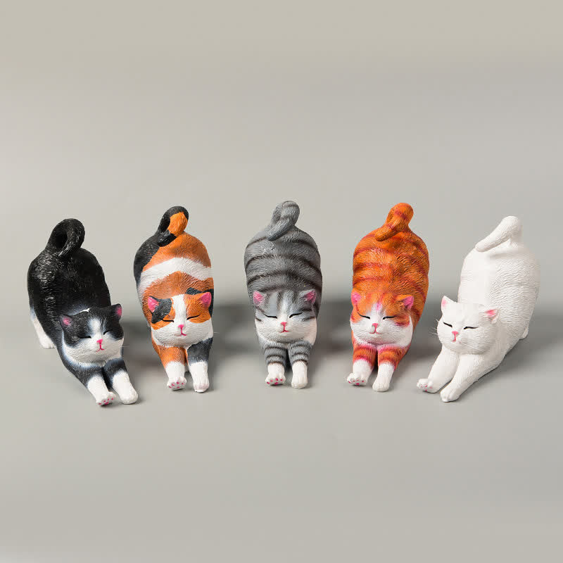 Buddha Stones Hand-Painted Resin Lazy Kitten Animal Decoration - image 18