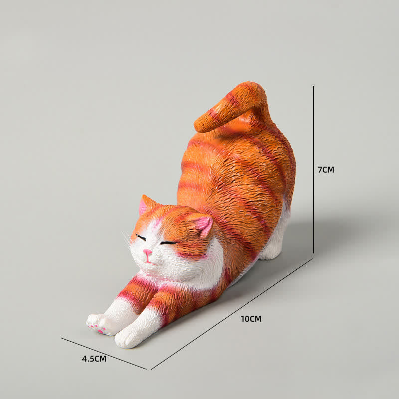 Buddha Stones Hand-Painted Resin Lazy Kitten Animal Decoration - Orange Tabby - image 8