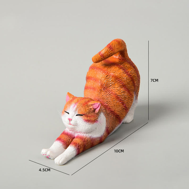 Buddha Stones Hand-Painted Resin Lazy Kitten Animal Decoration - Orange Tabby - image 8