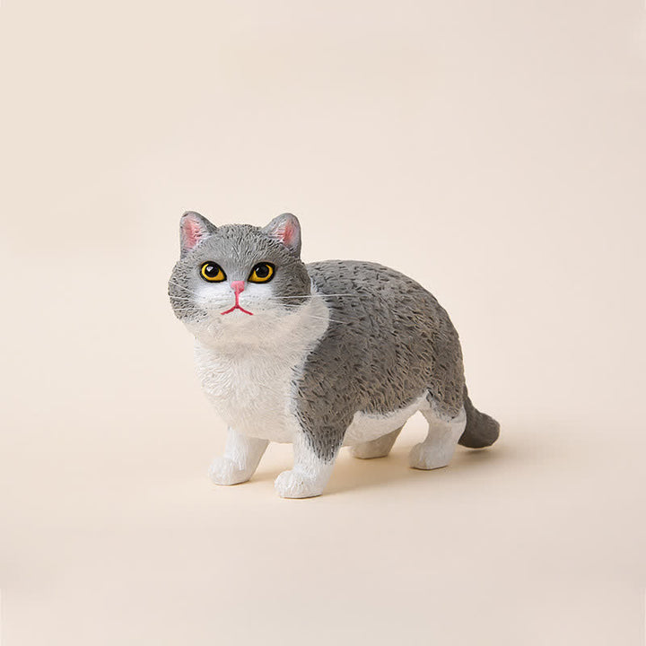 Buddha Stones Painted Resin Little Chubby Cat Cute Animal Decor - Blue White - image 9