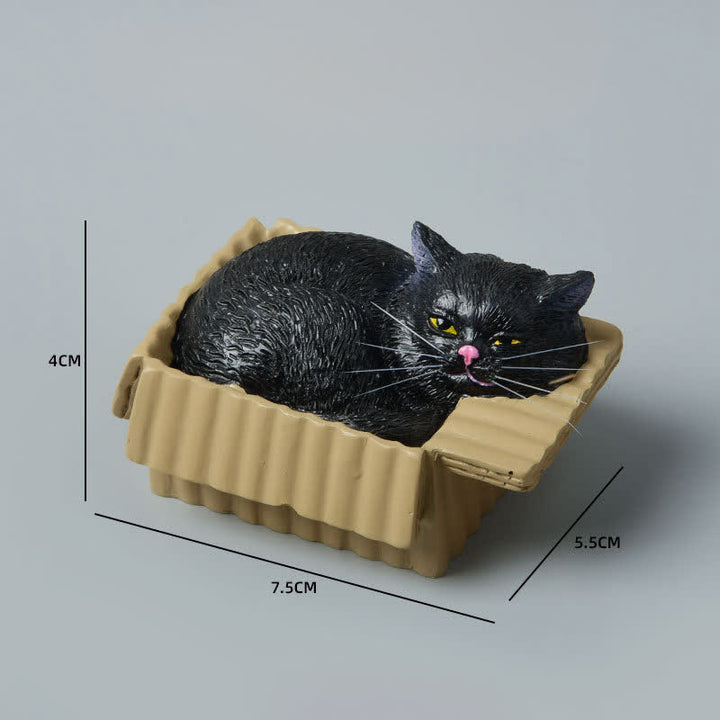Buddha Stones Painted Sleeping Cat in Paper Box Resin Cute Animal Decor - Black Cat - image 18