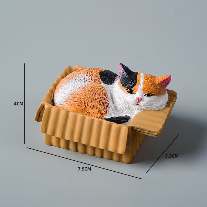 Buddha Stones Painted Sleeping Cat in Paper Box Resin Cute Animal Decor - Calico - image 7