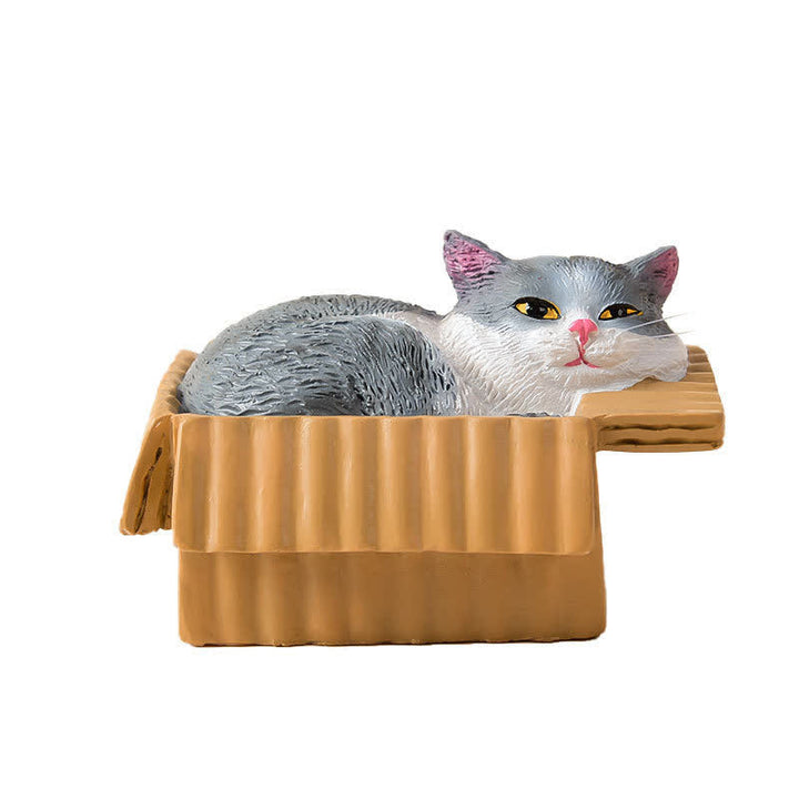 Buddha Stones Painted Sleeping Cat in Paper Box Resin Cute Animal Decor - image 15