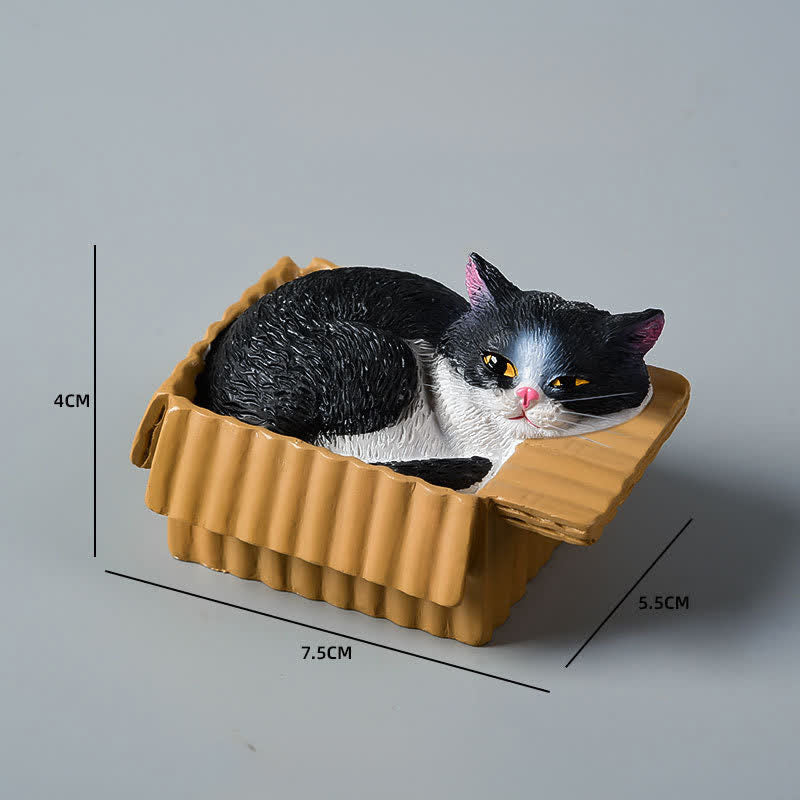 Buddha Stones Painted Sleeping Cat in Paper Box Resin Cute Animal Decor - Cow Cat - image 10