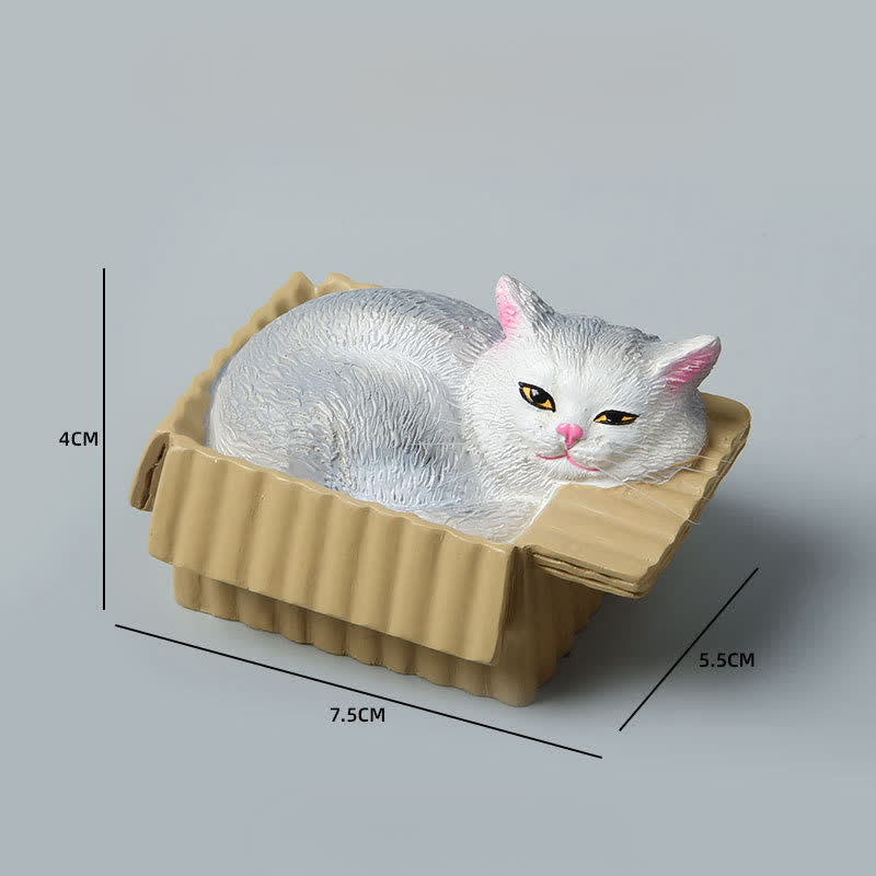Buddha Stones Painted Sleeping Cat in Paper Box Resin Cute Animal Decor - image 11